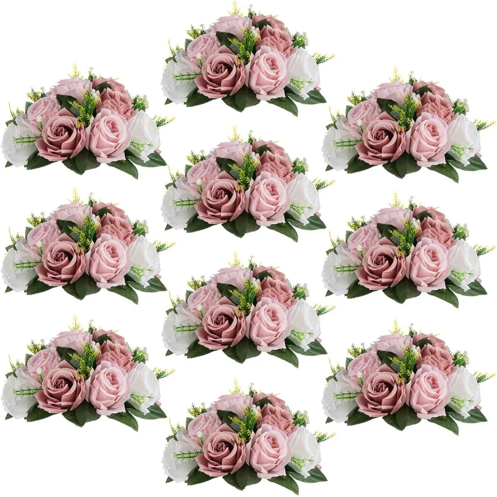 Artificial Flower Centerpieces for Tables, Pink Kissing Balls for Wedding, Floral Arrangement, Center Piece Decorations