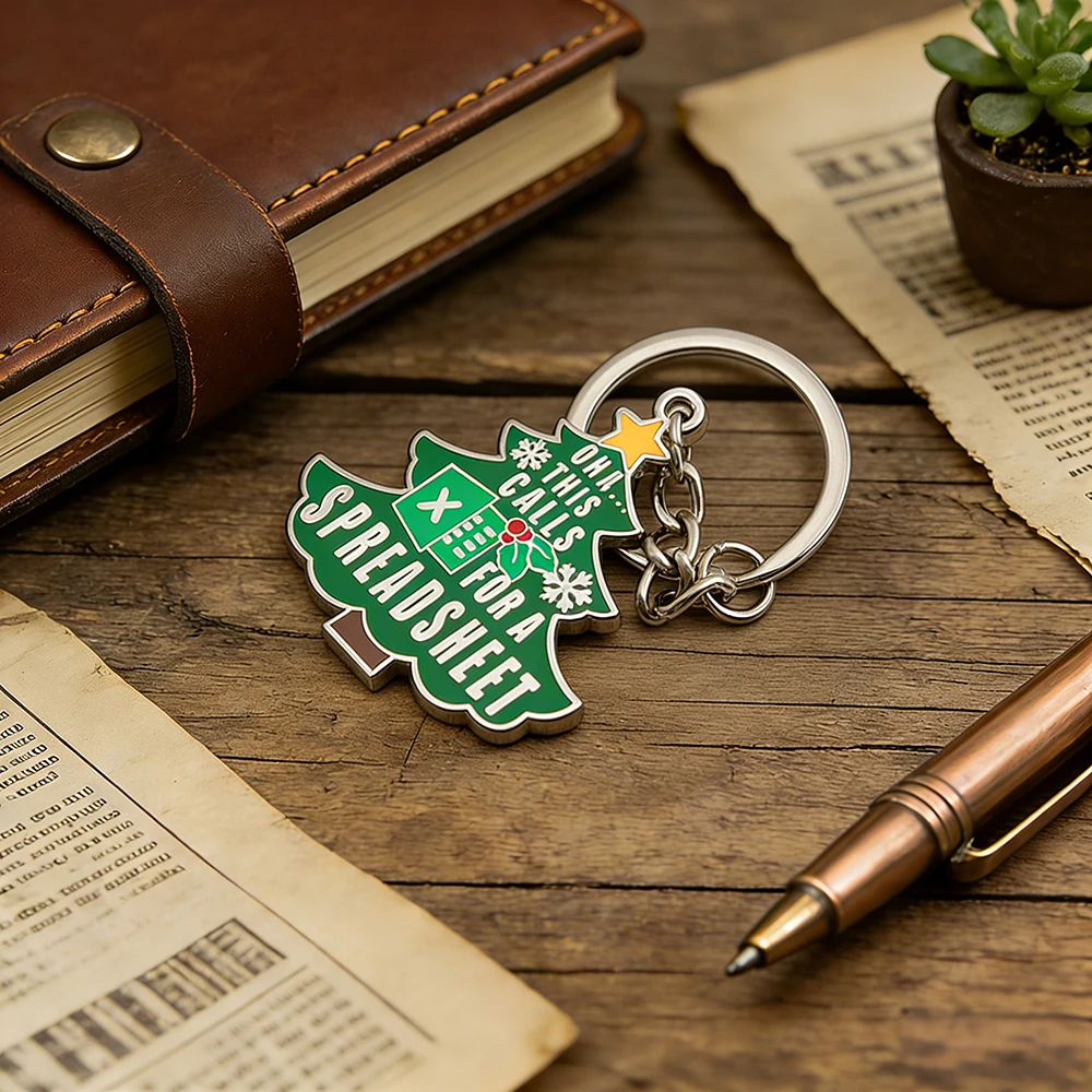 Lustiger Weihnachtsbaum-Schlüsselanhänger – „Ohh, das ruft nach einer Tabellenkalkulation“ – Humorvoller Schlüsselanhänger für Büroangestellte – Rucksack-Schlüsselzubehör – Weihnachtsgeschenk – Detail 8
