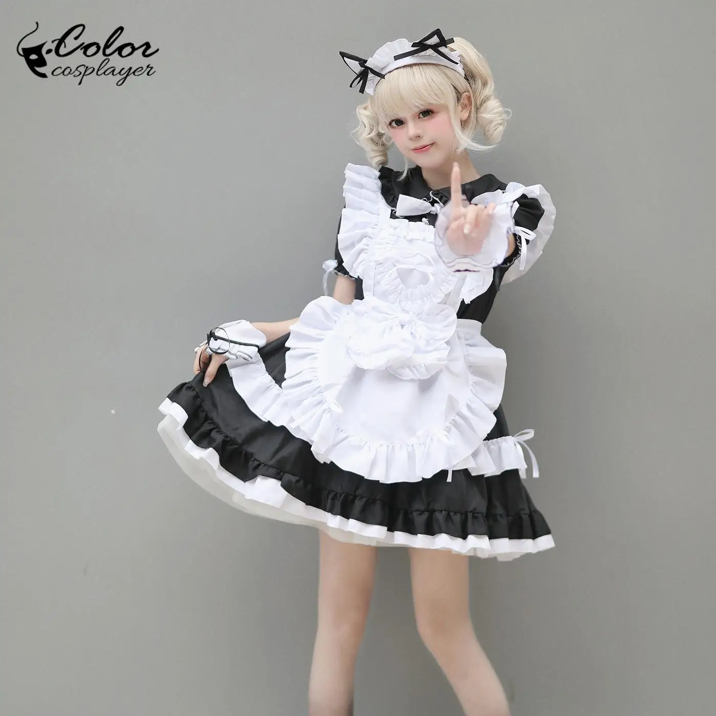 

Color Cosplayer Maid Cosplay Dress Lolita Suit Bow Dress Up Anime Servant Cos Costume Cafe Uniform Women Halloween Clothing