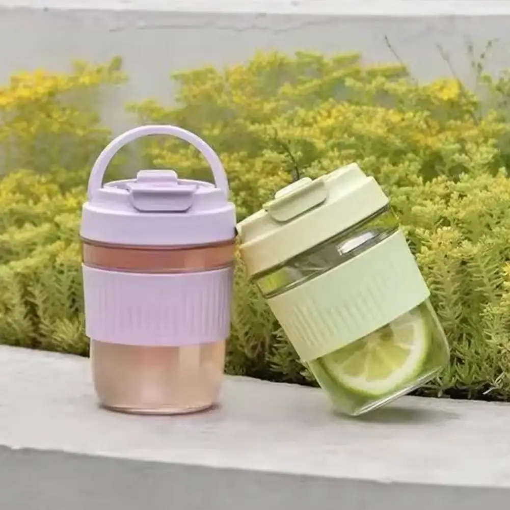Glass Water Tumbler Thickened Glass Drinking Cup Leakproof Glass Tumbler with Silicone Straw for Office for Hot for Students