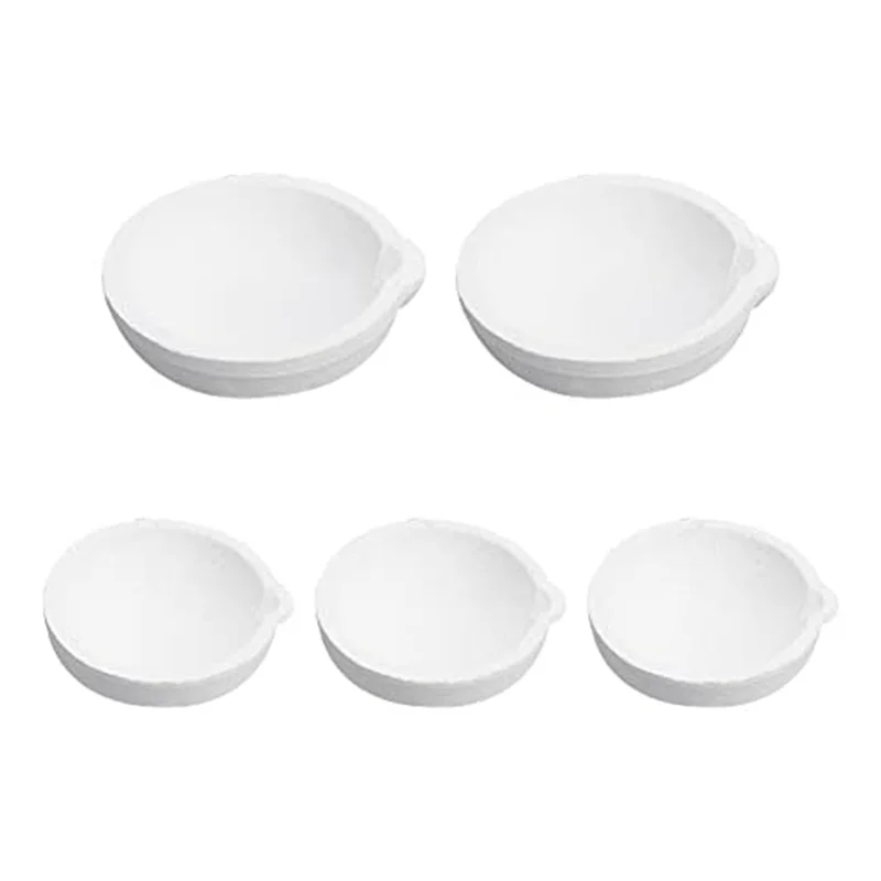 New Set of 5 2 Styles Ceramic Bowls Quartz Melting Plate Pot for Melting Cast Refining Metal Gold and Silver, 100G 250G