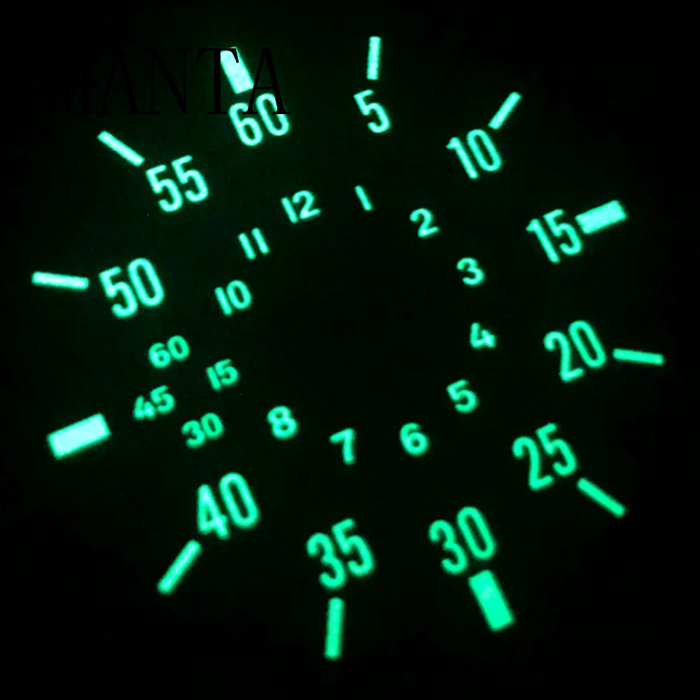 MANTA 38.5mm Sterile Black Dial Green Luminous Watch Parts Fit ETA6497 Seagull ST3600 Movement