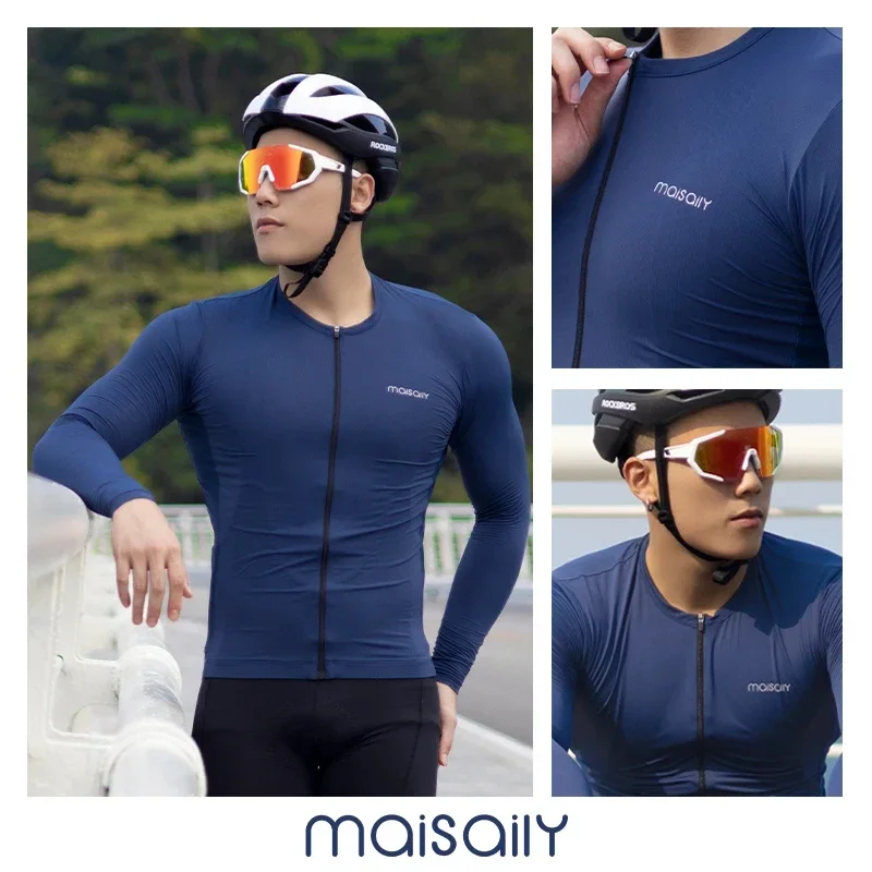 

MAISAILY Men Cycling Jersey Long Sleeve Pro Team Jersey MTB Road Bike Clothing Breathable Bicycle Shirts Maillot Ciclismo Hombre