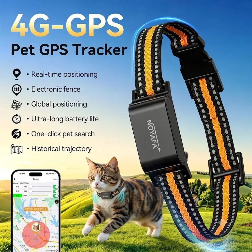 Cat GPS Tracker Collar No Subscription  Waterproof Real-Time Wi-Fi Location Smart Anti-Lost Mini Pet Tracker for Cats and