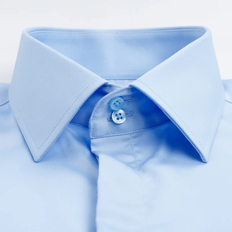 2026 Iron Free French Cufflink Long Sleeves Slim Fit 100% Cotton  Men\'s Concealed Buttons Solid Color High-end Wedding Dress