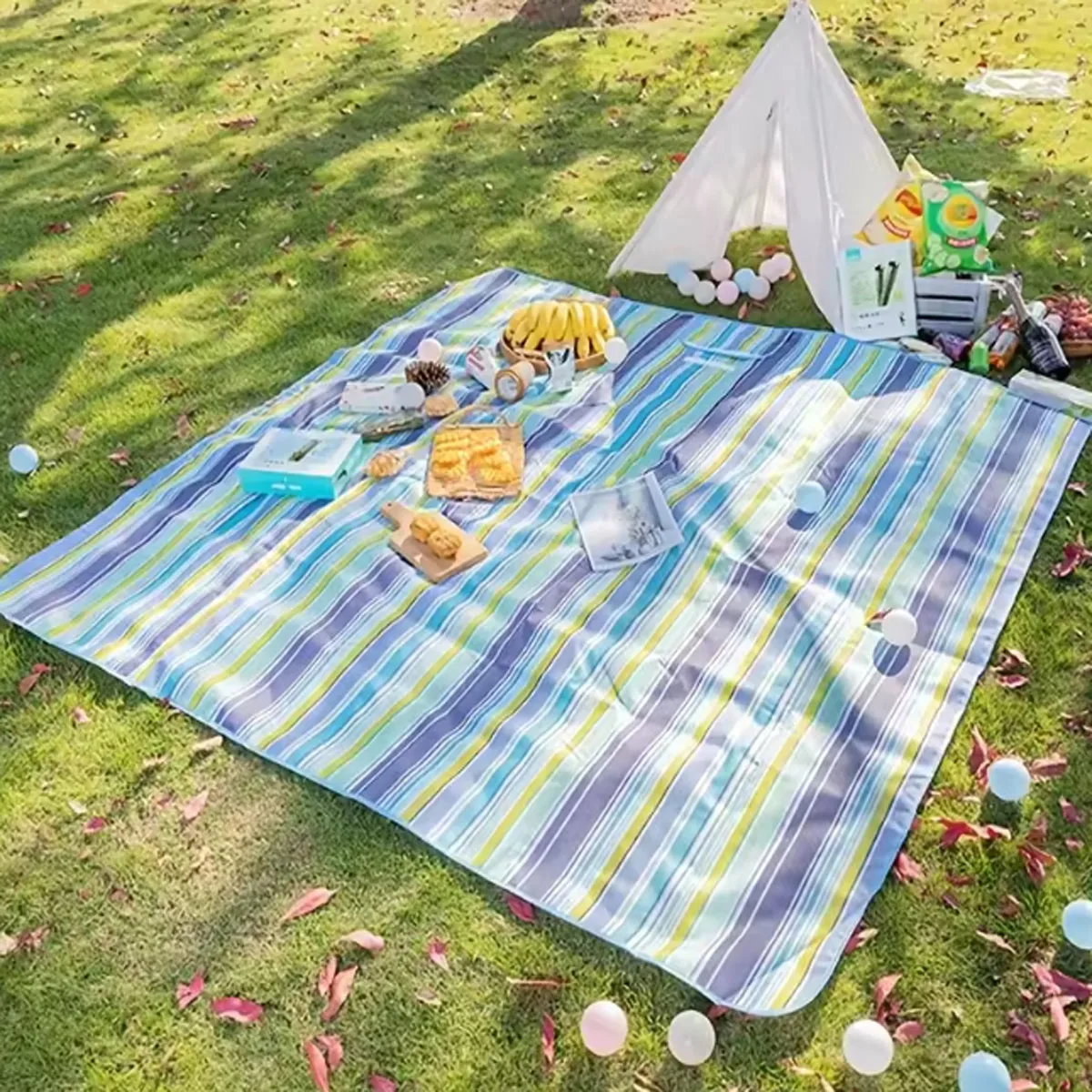 بطانية نزهة مقاومة للماء، بطانية شاطئ قابلة للغسل وخفيفة الوزن مناسبة للمشي لمسافات طويلة والتخييم والمتنزهات الخارجية