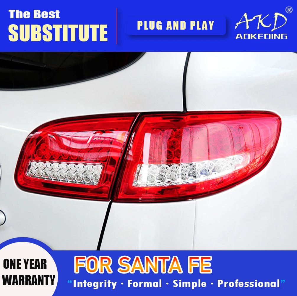 

Задний фонарь AKD для Hyundai Santa Fe светодиодный Tail 2006-2012 Santa Fe, задний противотуманный сигнал поворота, автомобильные аксессуары