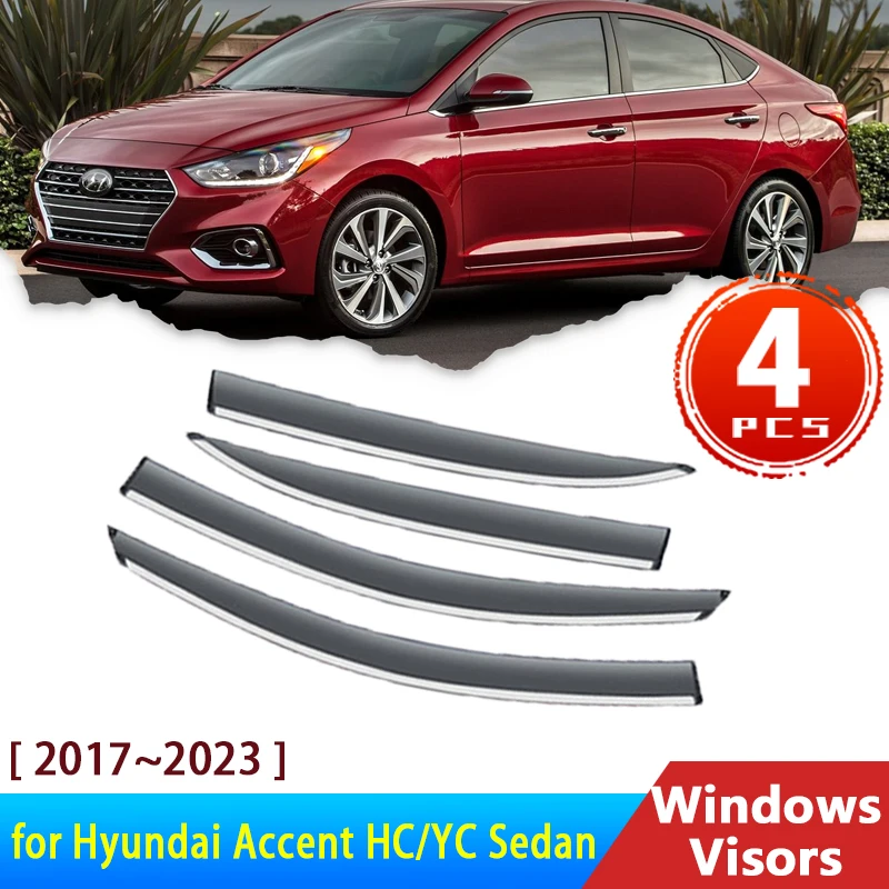 

4x Windshield for Hyundai Accent HC YC Verna 5 Solaris V Sedan 2017~2023 Accessories Deflectors Car Windows Visors Rain Eyebrow