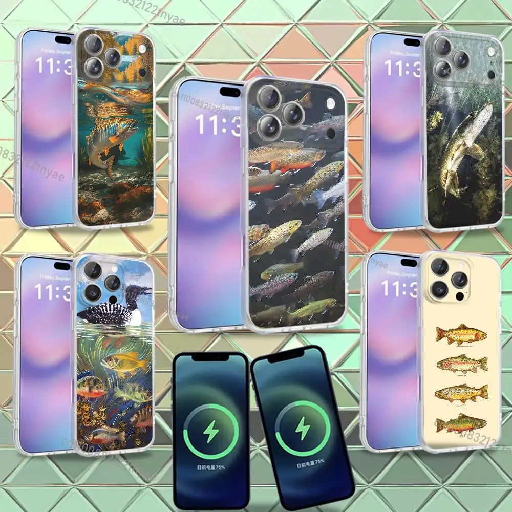 

Cool Trout Fish Fishing For iPhone 17,12,11,14,13,15,16,Plus,Air,Pro,Max,E,Mini for Magsafe Magnetic Frosted Phone Case