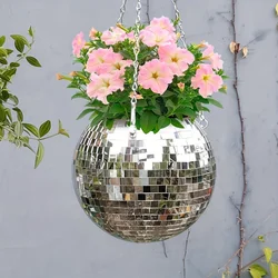 1pc Unique Handcrafted Bohemian-Inspired Hanging Disco Mirror Ball Planter - Self-Watering, Space-Saving, Stylish Home Decor for