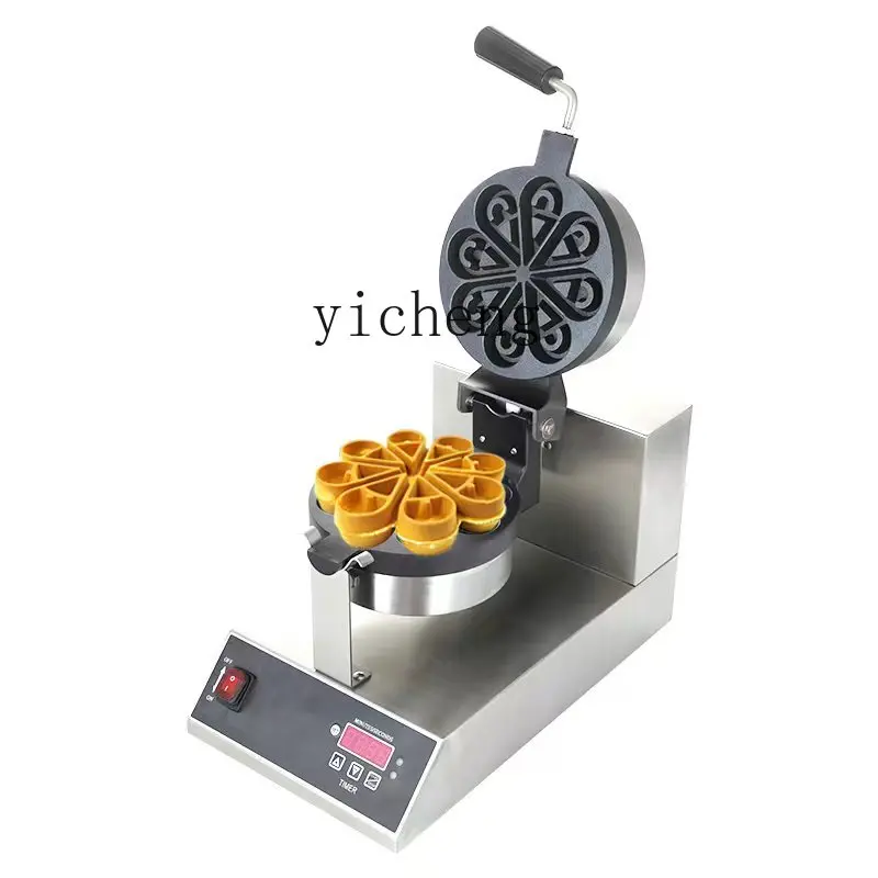 

ZC Commercial Rotary Waffle Baker Water Drop Petal-Shaped Lattice Waffle Electromechanical Tropical Display Muffin Machine