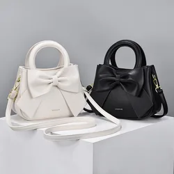 2024 New Trendy Women'S Small Square Bag High Quality Bow Single Shoulder Bag Fashionable  Western Style Crossbody Bag Handbag