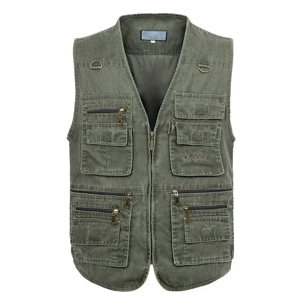 Coat Jacket Plus Sleeveless Men Military Vest Casual Mens Multi Sleeveless Pocket Summer Cotton Cargo Size New Waistcoat Vest