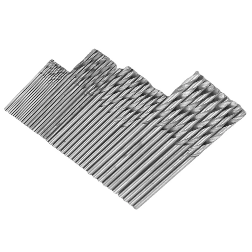 50PCS 1mm, 0.5mm, 2mm, 2.5mm, 3mm Drill Bits Set Complete Bit Set Enhanced Hardness Process High-Speed Steel Material