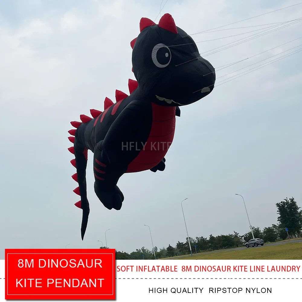 HFLY New Arrival Soft Inflatable Large 8m Dinosaur Kite Line Laundry for Adults High Quality 40D Nylon Dragon Show Kites Pendant