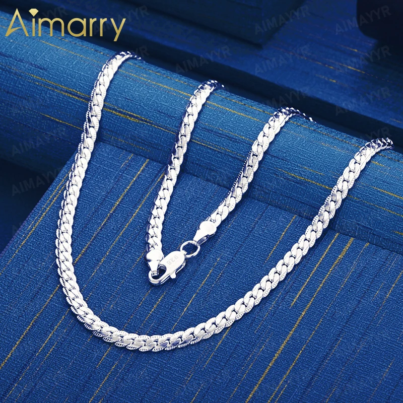 925 Sterling Silver Simple and Versatile Side Necklace 16-24 Inches Women's Party Engagement Wedding Fashion Jewelry