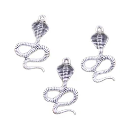 10pcs Charms Cobra Snake 28x17mm Antique Silver Color Pendants Making DIY Handmade Tibetan Finding Jewelry