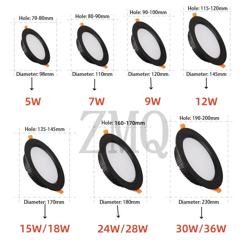 LED Downlight IP65 Waterproof 5W 7W 9W 12W 15W 18W 24W 30W  for Bathroom 220V Kitchen Toilet Eaves Ceiling Lamp White Spot Light