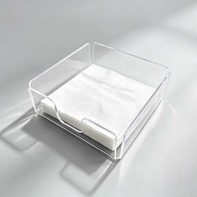 1pc Clear Acrylic Napkin Holder Transparent Square Tissue Dispenser for Kitchen Restaurant Dining Table Bathroom Office