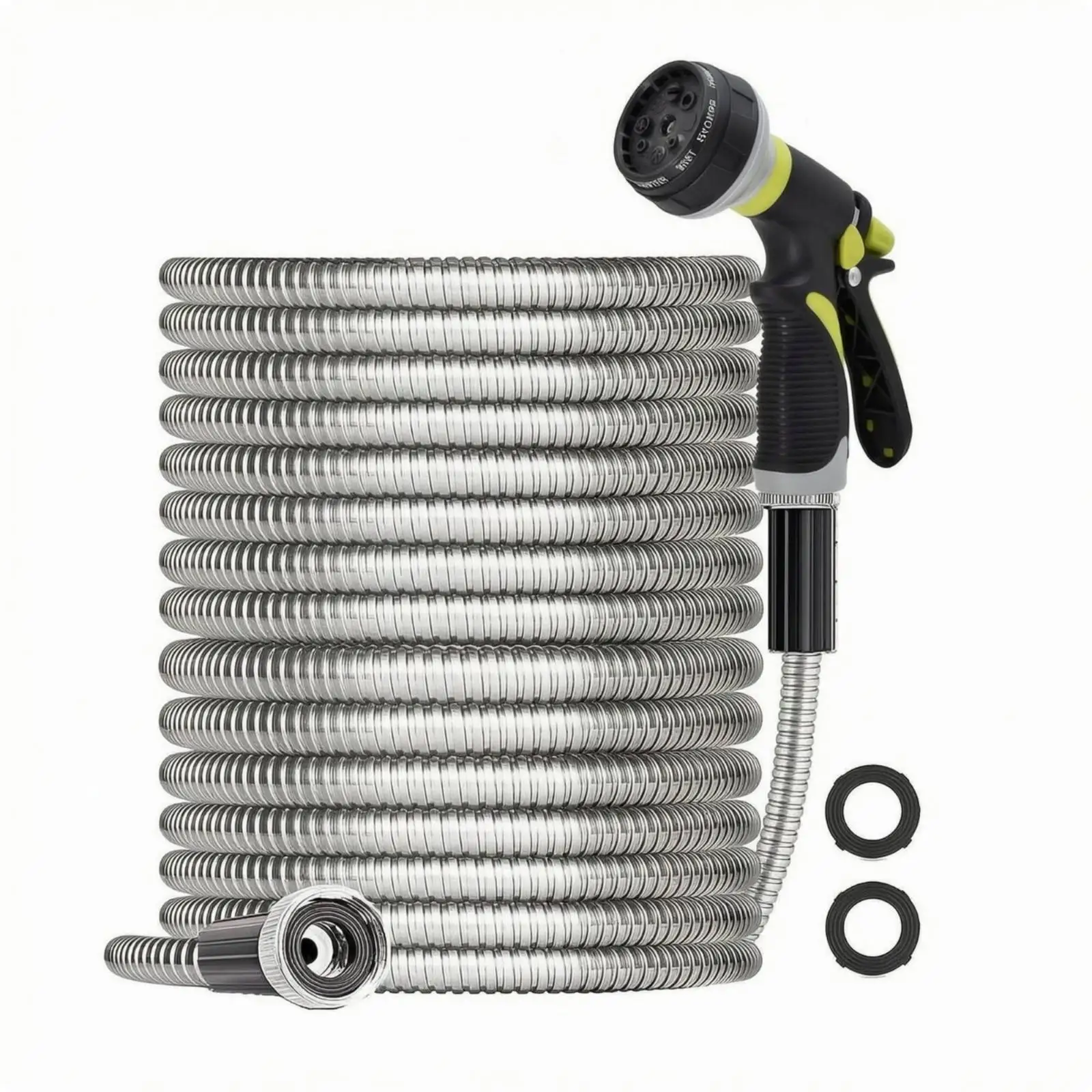 Stainless Steel Garden Hose Corrugated Hose with Spray Nozzle Trigger Handle
