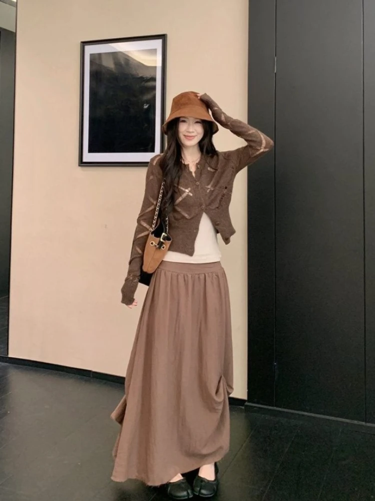 Y2K Vintage Subculture Sweaters Casual Women Long Sleeve Sweater Kniited Jumpers  Kawaii Girl Clothing American Vintage Autumn