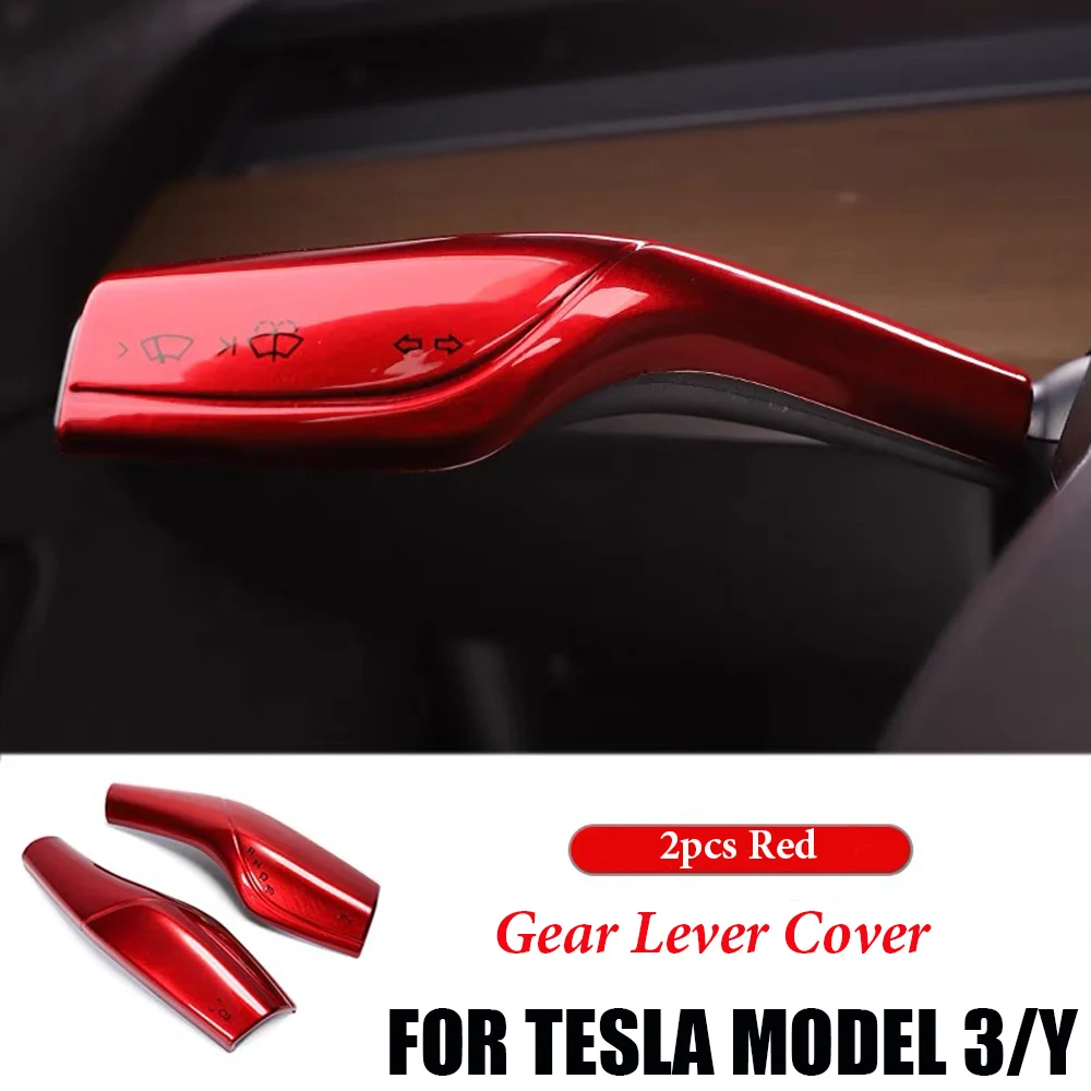 For Tesla Model 3 Y Gear Shift Cover Steering Lever Handle Protection Shifter Shell Carbon Fiber Shift Knob Cover Accessories