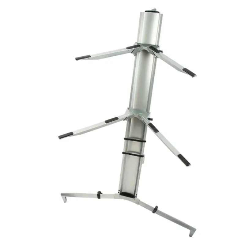 1.2m Black Double Tier Keyboard Stand for Synthesizer Piano, with Microphone & Music Sheet Holder