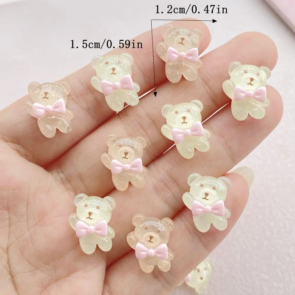 20Pcs Cute Mini Cartoon Bear Nail Art Resin Designer Charms DIY Craft For Nail 3D Decorations Jewelry