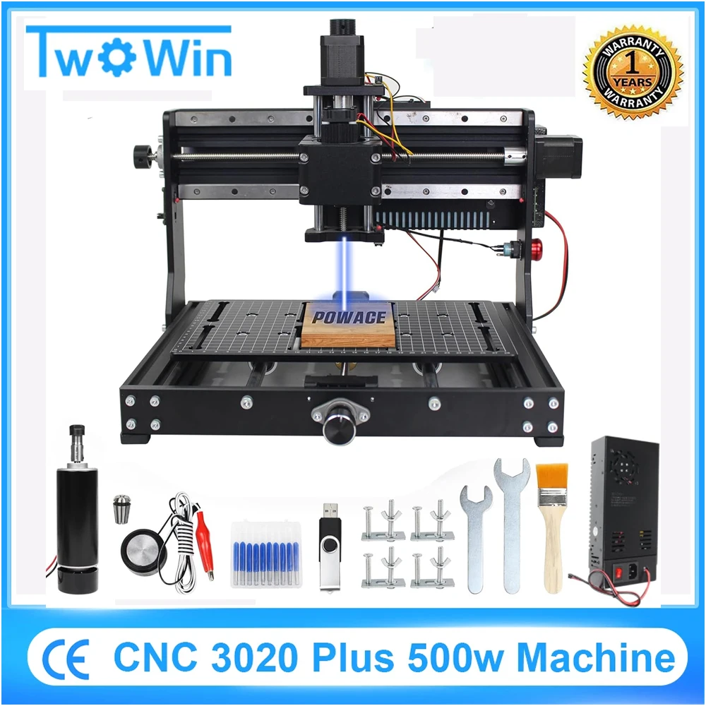 ​ 3 Axis Milling Machine CNC Wood Router 3020 Plus With 500W Spindle GRBL Control DIY Laser Engraving Machine Pcb Cutting Metal