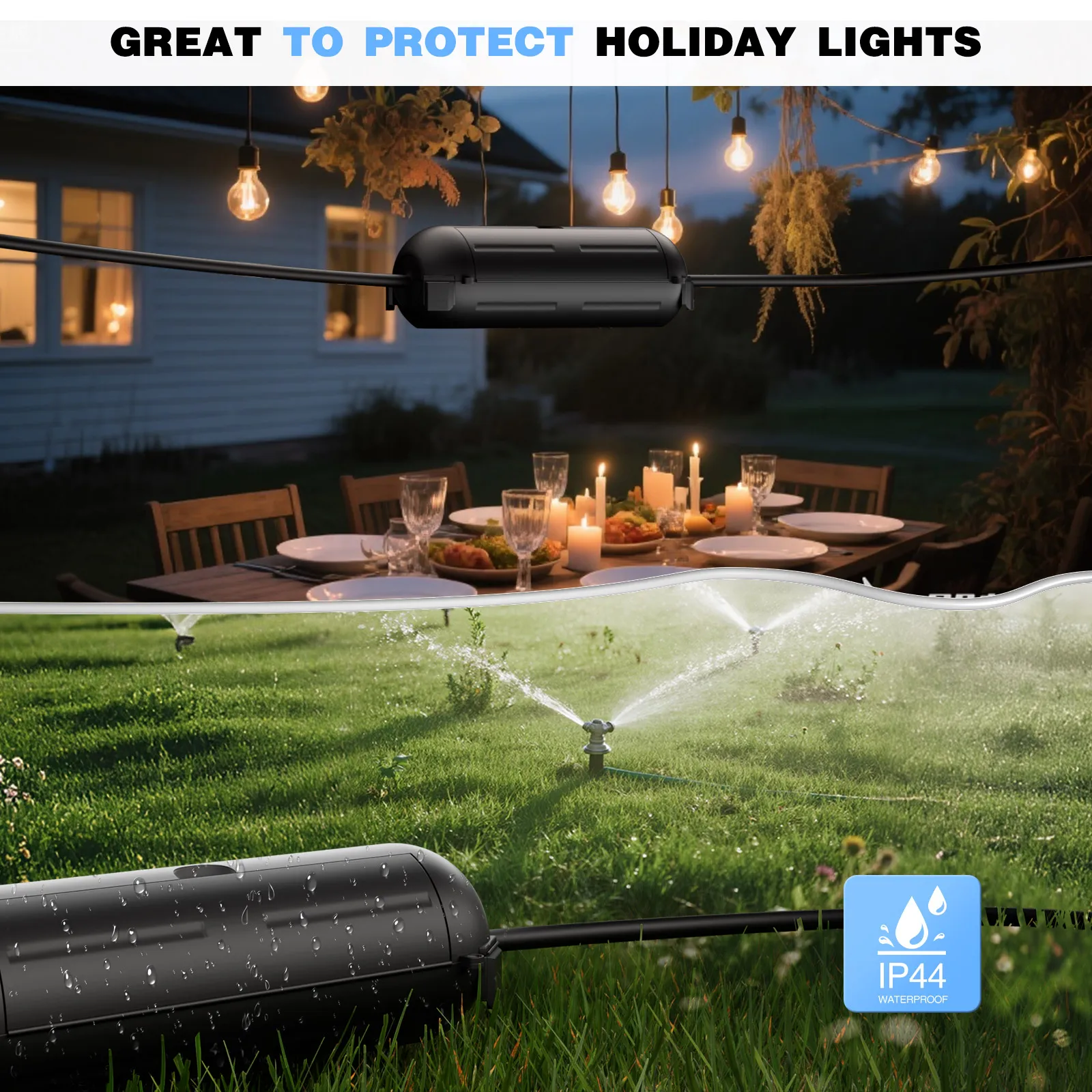 غطاء سلك تمديد مكون من 3 قطع من صناديق مقاومة للماء للاستخدام الخارجي للتوصيلات الكهربائية/أضواء تزيين العطلات/القابس الخارجية #5