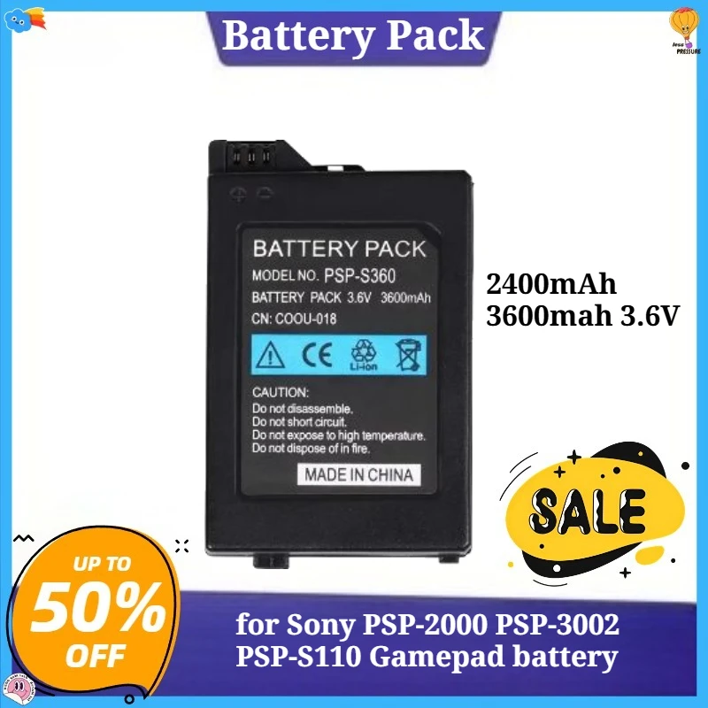 

2400mAh 3600mah 3.6V for Sony PSP-2000 PSP-3002 PSP-S110 Gamepad for PlayStation Portable Controller 10Pcs Replacement Battery