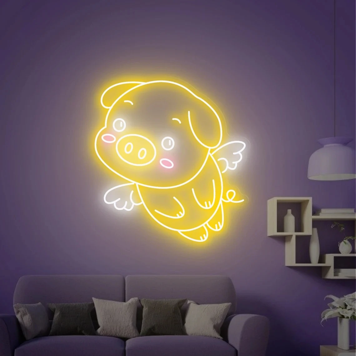 Imagem -04 - Cute Pig Neon Sign Indoor Wall Lights Decoração do Partido Kids Room Decor Presente de Aniversário Personalizado