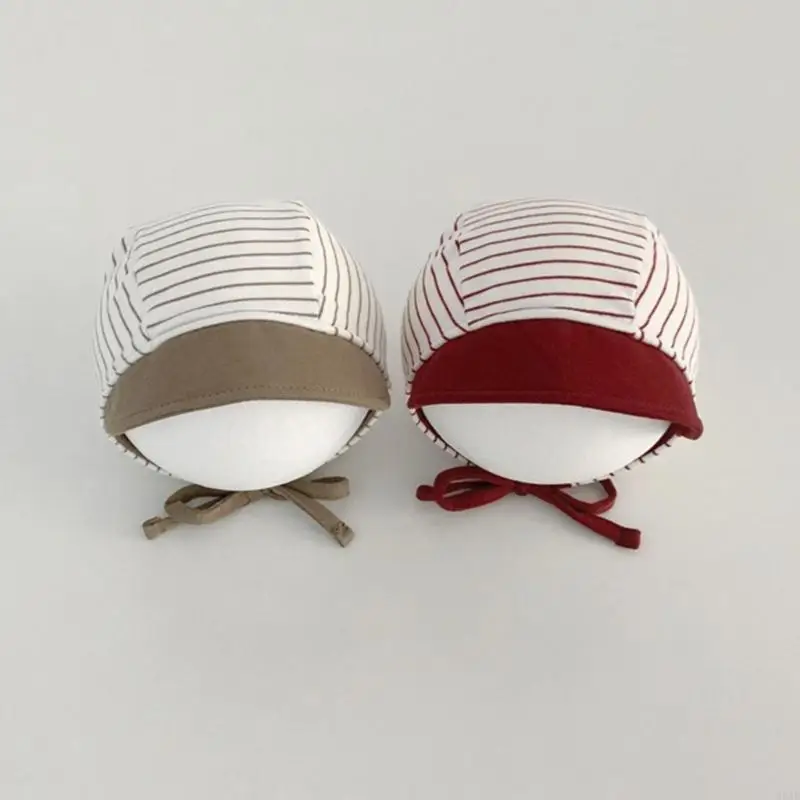 

95AE 0-1T Baby Bonnet Cap Spring Autumn Hat Windproof for Girls Boys Adjustable Infant Cap Toddlers Lace Up Hat