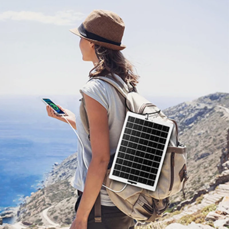 5V 5W/10W Portable Solar Panel USB Outdoor Micro Solar Panel Quick Charger Suitable for mobile phones, outdoor travelling