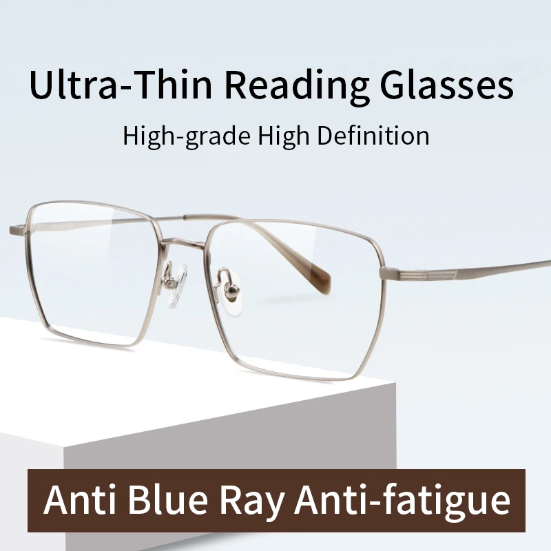 Anti Blue Ray Anti-fatigue Ultra-Thin Reading Glasses,Rectangular Full Frame Computer Readers,Presbyopia Eyeglasses