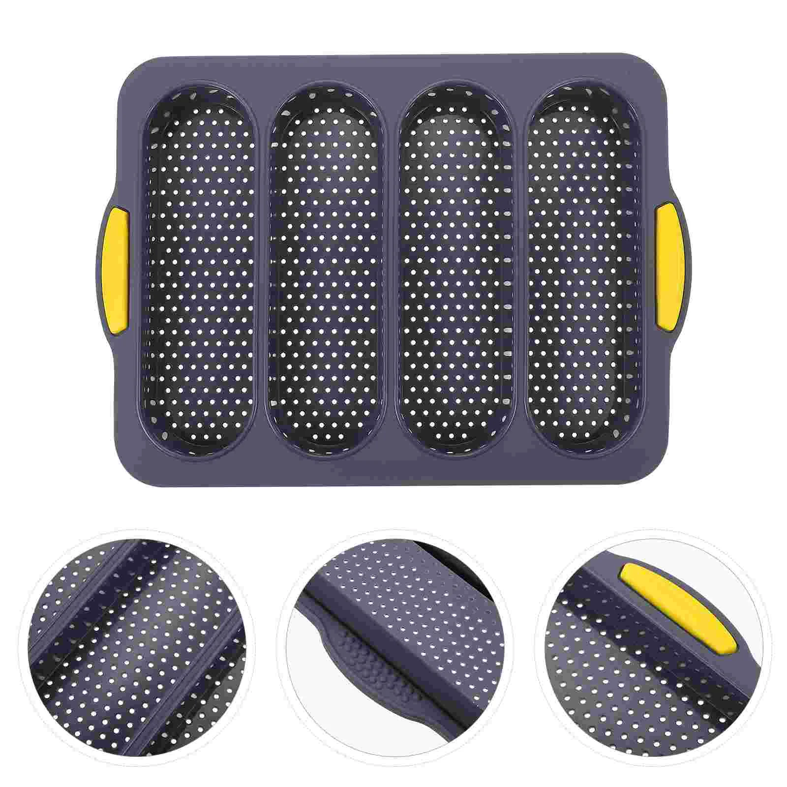 

4 Slot Grilling Platter Silicone Mold Cake Baking Bread Bakeware Supplies