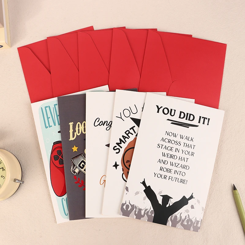Cartoon Character Greeting Card With Envelope Fun Graduation Greeting Card Gift For Family Friends