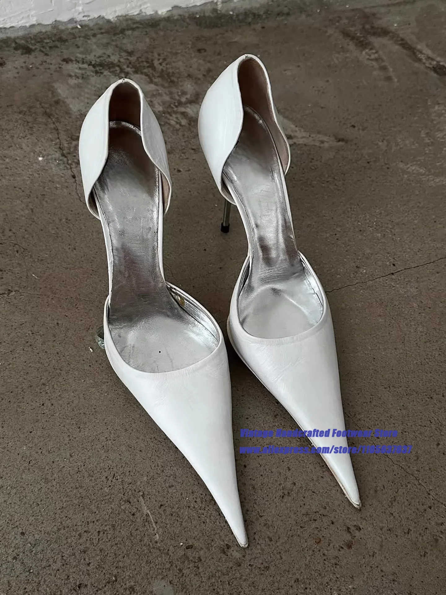 White Leather Ultra Sharp Pointed Toe Pumps Thin Metal Stiletto High Heels Slip On Dress Party Heels Sandalias De Mujer Verano