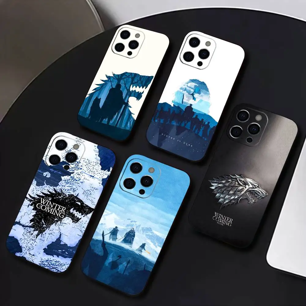 

W-Winter C-Coming S-Stark Phone Case For iPhone 17,16,15,14,13,12,11 Plus,Pro Max,XS,Soft Silicone Black Cover