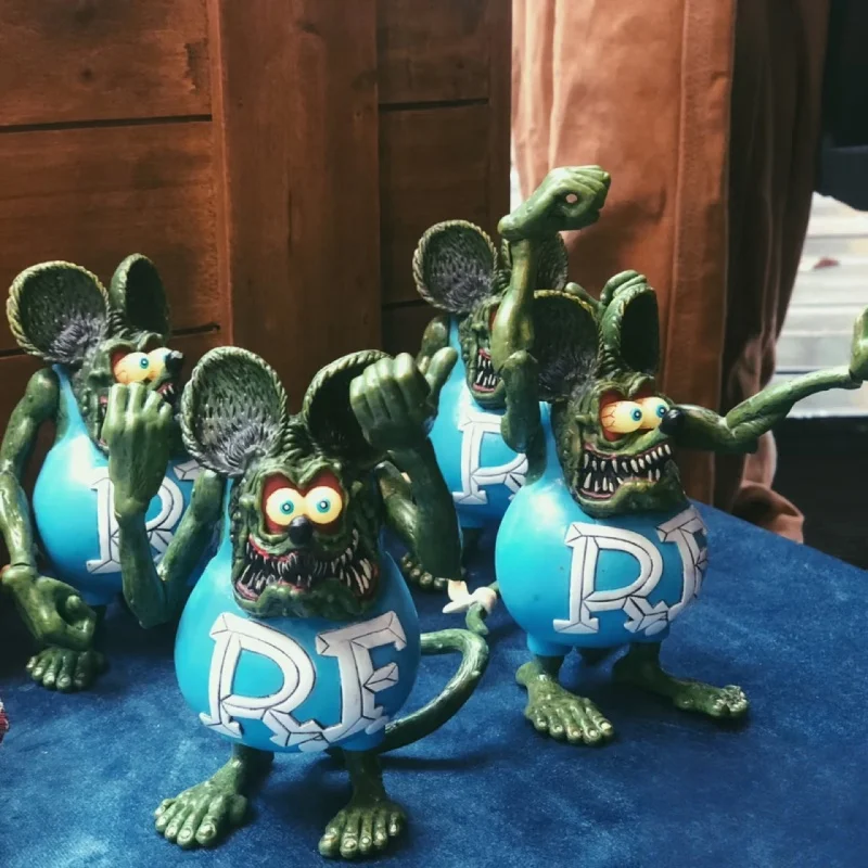 Figurka Akcji Tales Of The Rat Fink 12 cm, Myszka, Model Kolekcjonerski, Gadżet Anime, Dekoracja na Biurko, Ozdoby, Zabawki, Prezent dla Chłopca