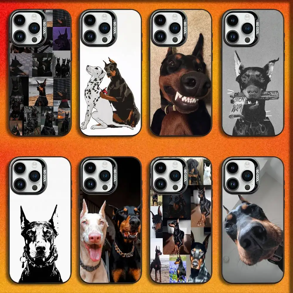 

Funny Dog Doberman Pinscher Phone Case For iPhone 16,15,14,13,12,11,Mini,Pro,E,MAX Black Candy Matte Shockproof Cover