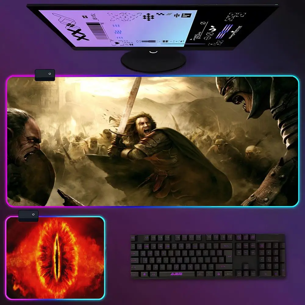 Movie Rings Of The Lords Mouse Pad RGB Luminous 700X400mm Large Table Pad Encrypted Anti Skid Super Large Mouse Pad