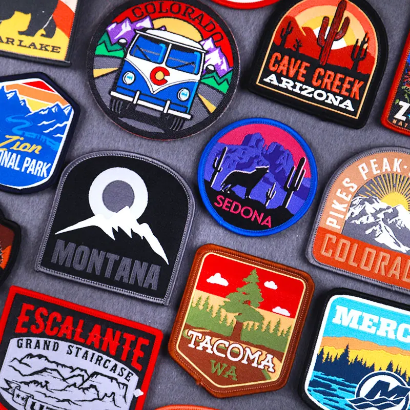 Adventure Mountaineering Epaulettes Badges Embroidered Patches For Clothing Outdoor Scenery DIY Sewing On Patches For Jacket