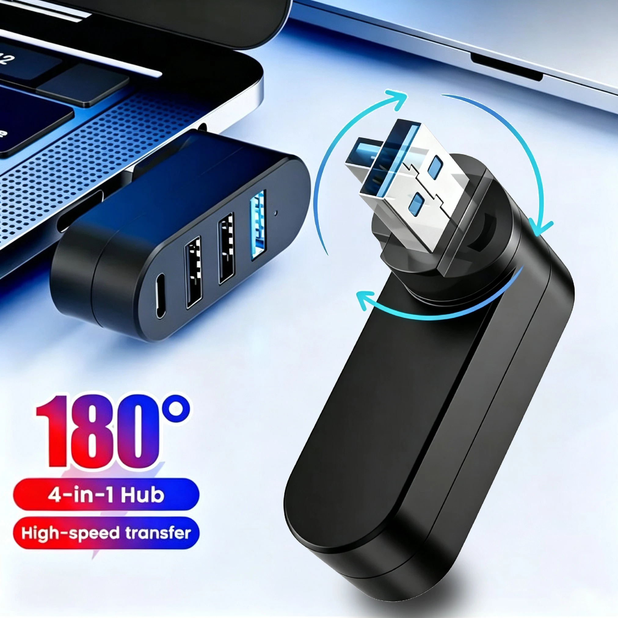 180° Rotatable Mini USB 3.0 Hub 3/4 Ports Type C Splitter High Speed Data Transfer Dock For Notebook MacBook Desktop Flash Drive
