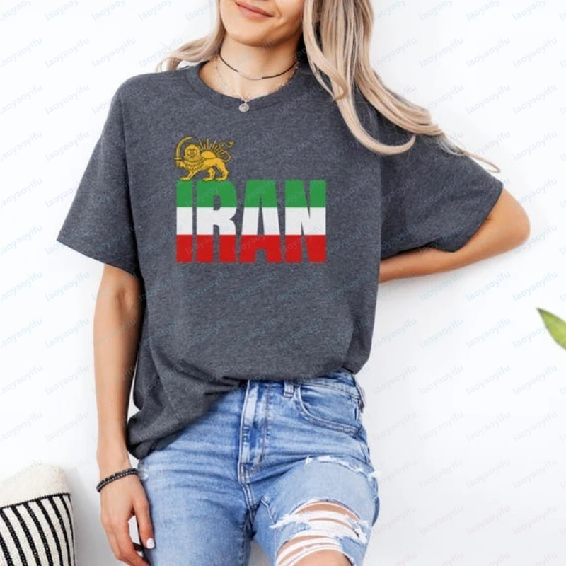 Iran Flag Persian Lion and Sun Graphic Tee Shir-o-Khorshid Shirt Iranian Heritage Gift Patriotic Persian Pride Apparel Women Man