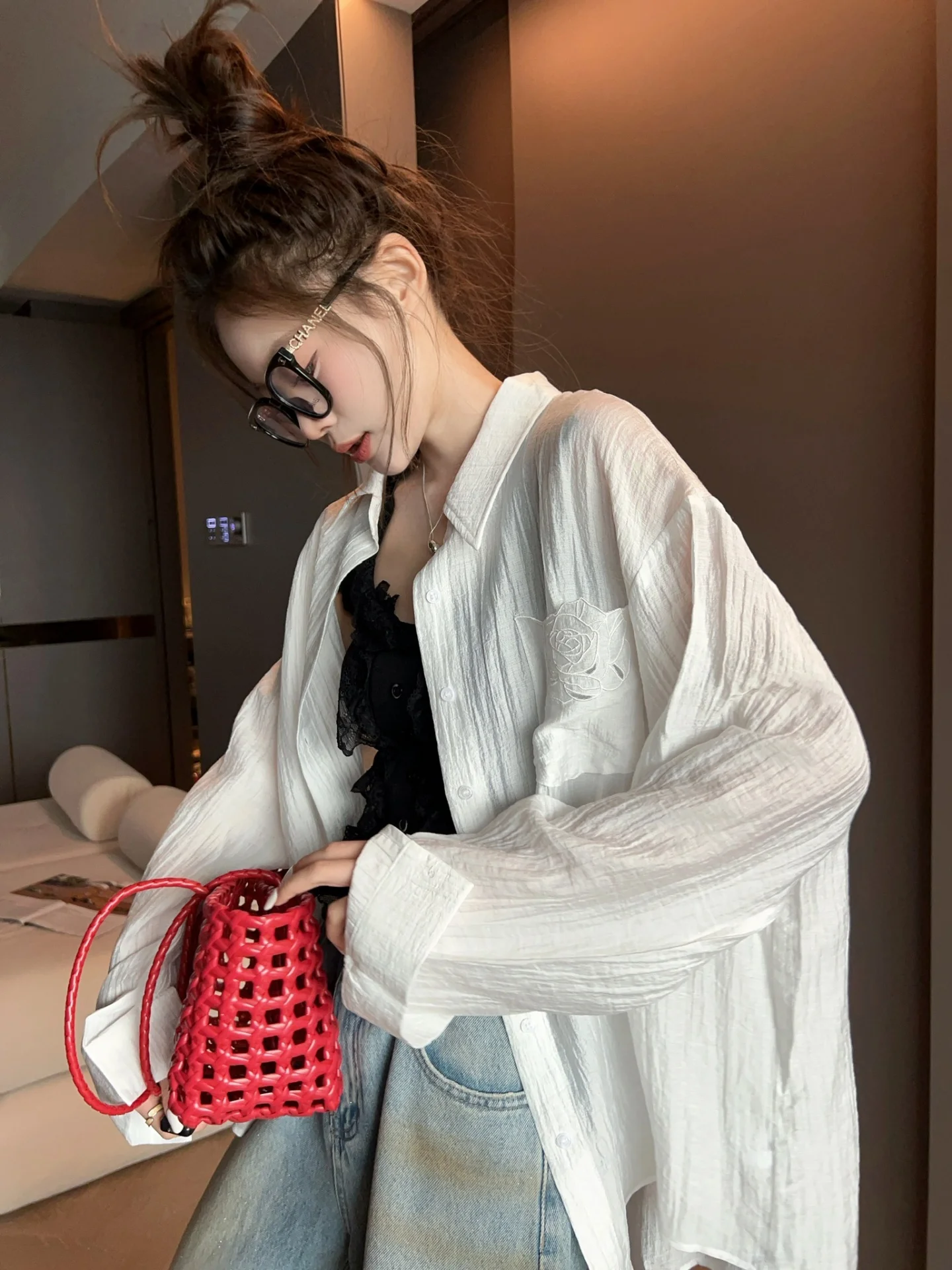 

MRS SHAO Loose Long Sleeve Shirt Women's Spring Summer New Style Simple Match All Sun Protection Fashionable Top