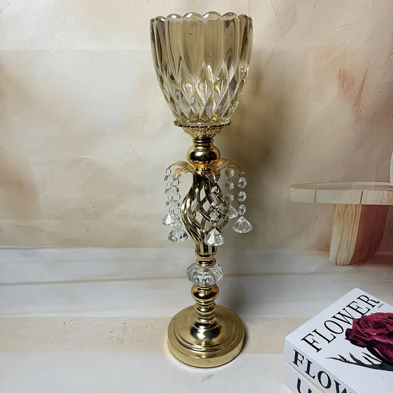 European venue layout props electroplated wrought iron twist flower arrangement road guide candlestick wedding props