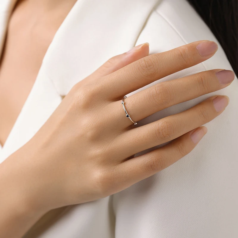 Ailmay Solid 925 Sterling Silver Platinum Plated Bands Dazzling Rainbow CZ Stackable Thin Rings For Women Wedding Jewelry Gift