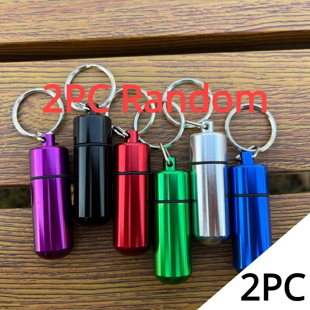 Aluminium Bottle With Telescopic Spoon Water-proof Pill Case Box Stash Jar Sealing Keychain Outdoor Tool Accessories