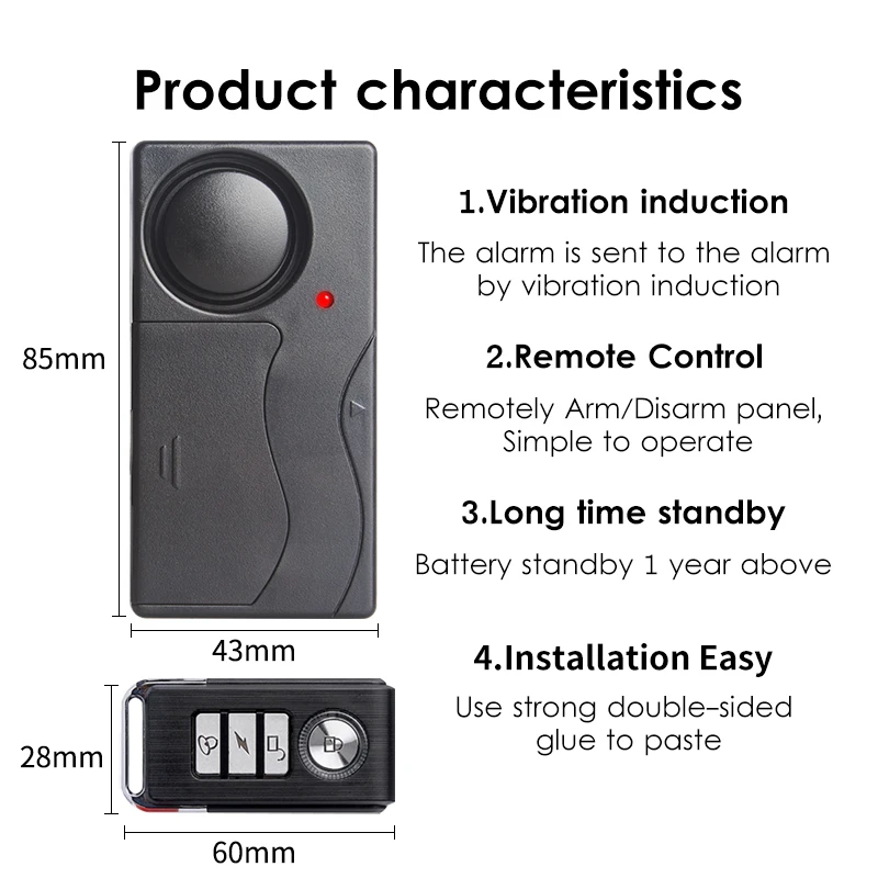 Wireless Remote Control Bicycle Security Vibration Sensor Warning Alarm System Bike Anti Lost Reminder SOS Alarming Detector